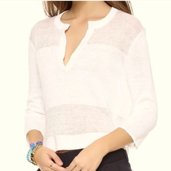 Alice + Olivia 100%‎ Linen Beige Crop Beach Sweater Size XS - Picture 1 of 9